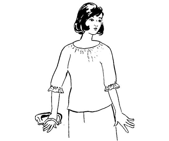 Công thức cắt may áo kiểu tay raglan cổ nhún thân vừa