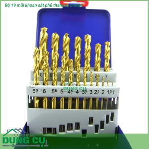 Bộ 19 mũi khoan sắt phủ titanium 1-10mm A0100C C-Mart Tools chuẩn DIN 338