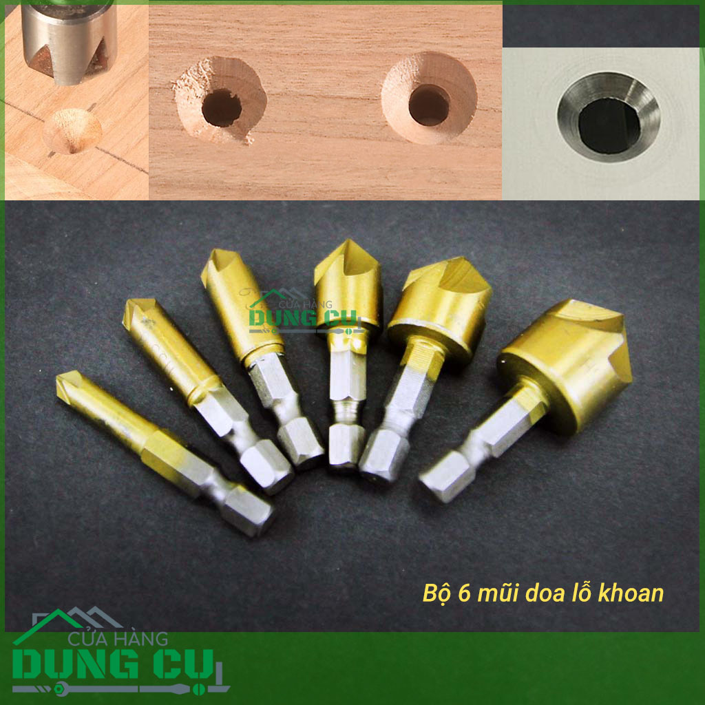 Bộ 6 mũi doa lỗ khoan gô và kim loại 6-19mm