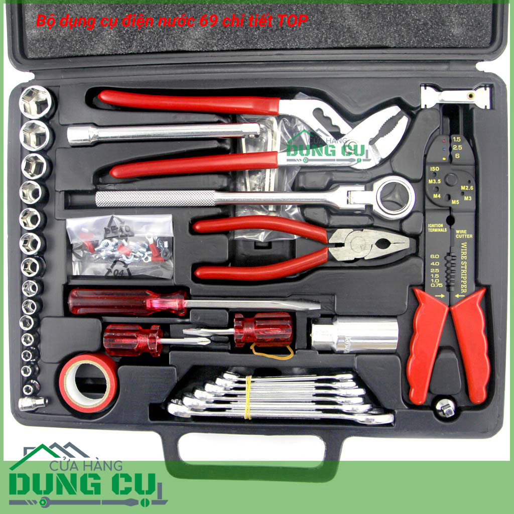 Bộ dụng cụ điện nước 69 chi tiết TOP