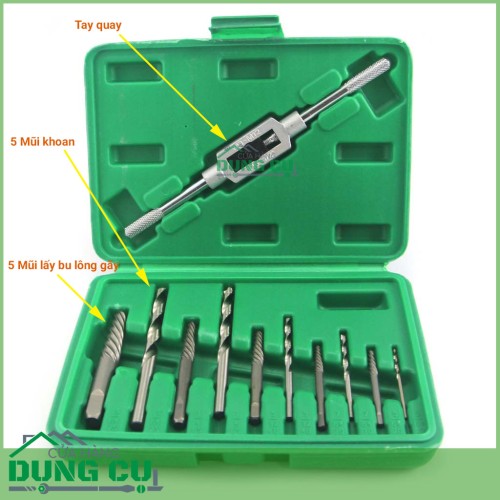 Bộ dụng cụ lấy bu lông ốc vít gãy 11 chi tiết