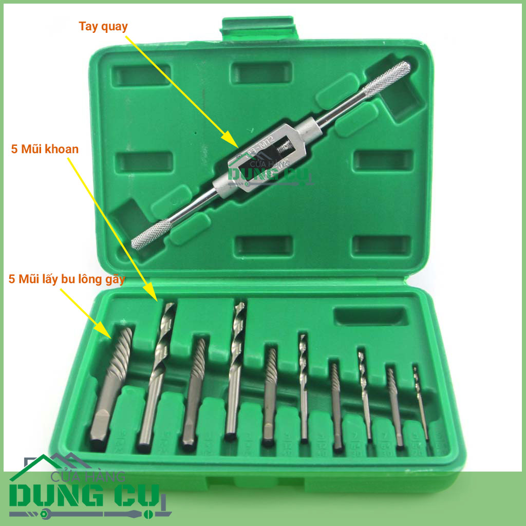 Bộ dụng cụ lấy bu lông ốc vít gãy 11 chi tiết