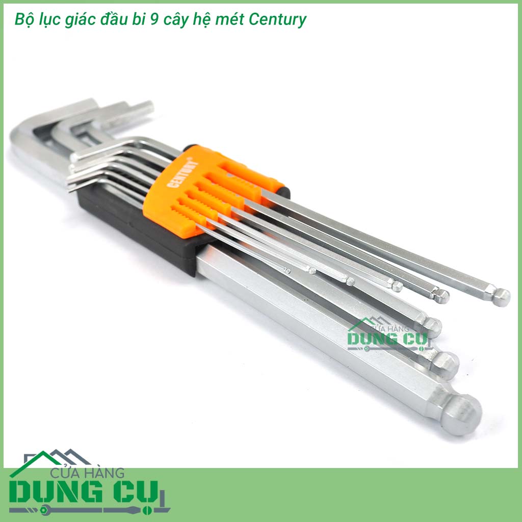 Bộ lục giác đầu bi 9 cây hệ mét Century