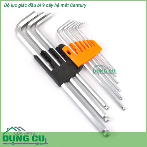 Bộ lục giác đầu bi 9 cây hệ mét Century