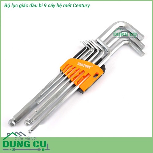 Bộ lục giác đầu bi 9 cây hệ mét Century