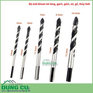 Bộ 5 mũi khoan đa năng mũi thép Tungsten 5-10.5mm