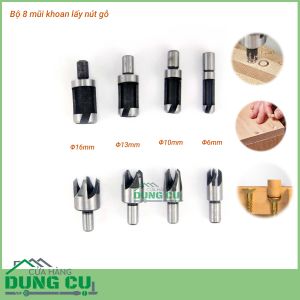 Bộ 8 mũi khoan lấy nút gỗ Φ6mm-Φ16mm