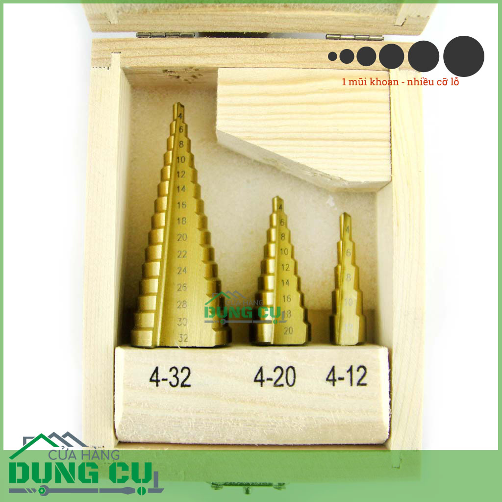 Bộ 3 mũi khoan bước rãnh thẳng chuôi tròn 4-32mm