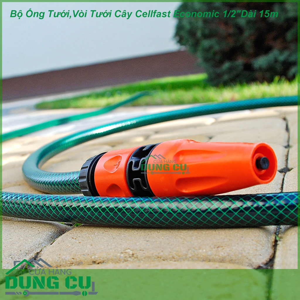 Bộ Ống Tưới,Vòi Tưới Cây Cellfast Economic 1/2″Dài 15m