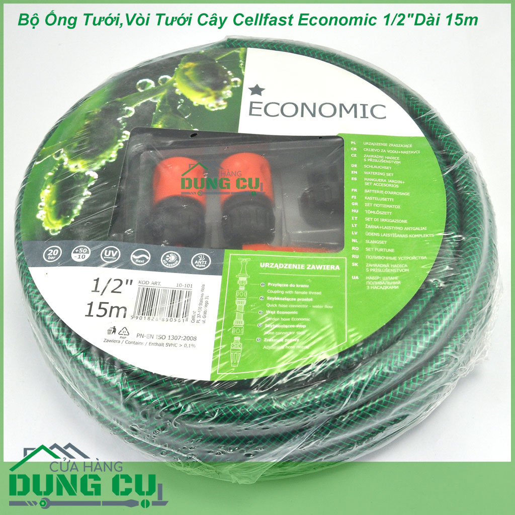 Bộ Ống Tưới,Vòi Tưới Cây Cellfast Economic 1/2″Dài 15m