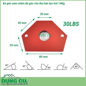 Ke góc nam châm đa giác lực hút 14kg - 30lbs