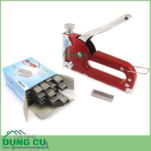 Kìm bấm ghim điều chỉnh tăng lực kèm hộp 5000 ghim 16/6 (Đỏ)