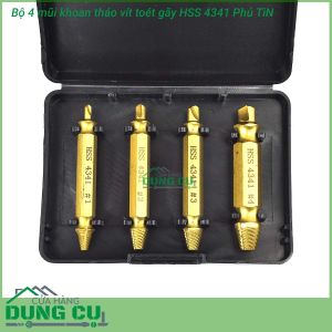 Bộ 4 mũi tháo vít toét đầu SpeedOut thép gió HSS phủ titanium độ cứng 63