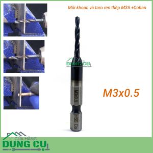 Mũi khoan và taro ren M3x0.5 cao cấp thép M35+Co