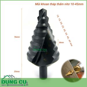 Mũi khoan tháp thẩm nitơ bước chéo 10-45mm chuôi tròn