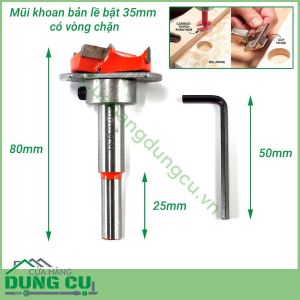 Mũi khoan bản lề bật 35mm có vòng chặn