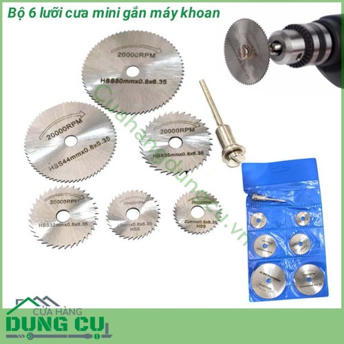 Bộ 6 lưỡi cưa mini gắn máy khoan, máy mài