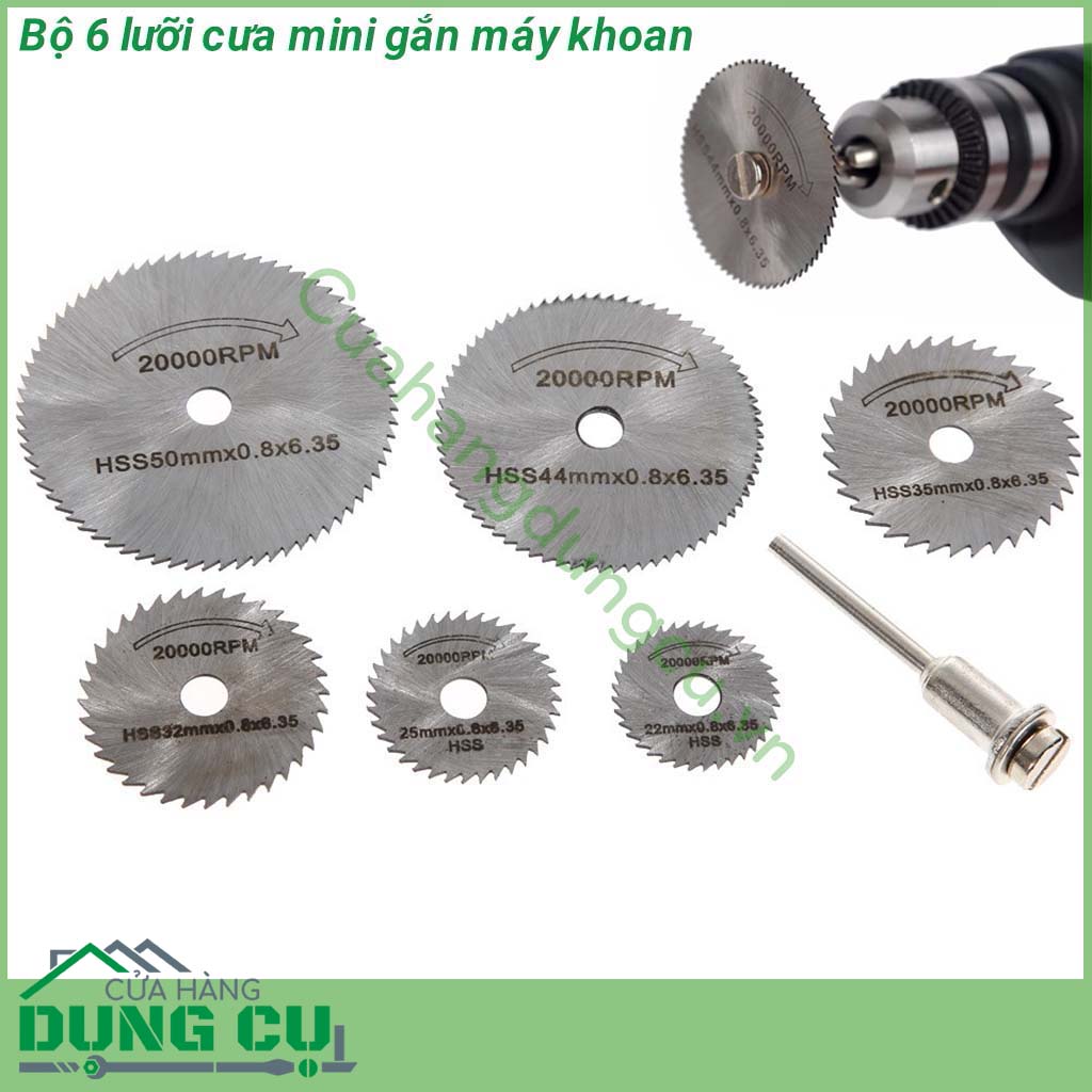 Bộ 6 lưỡi cưa mini gắn máy khoan, máy mài