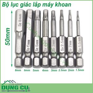 Bộ 8 đầu lục giác lắp máy khoan chuôi lục