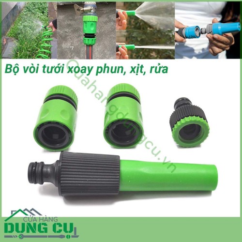 Bộ vòi tưới xoay phun, xịt, rửa