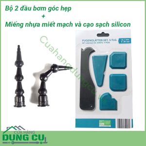 Bộ bơm góc hẹp kèm Bộ miếng nhựa miết cạo sạch silicone