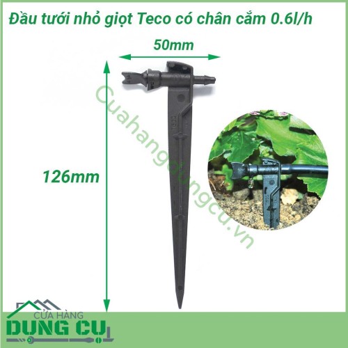 Đầu tưới nhỏ giọt Teco có chân cắm 0-6l/h