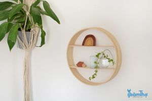 Gợi ý cách làm kệ gỗ hình tròn hiện đại từ khung thêu